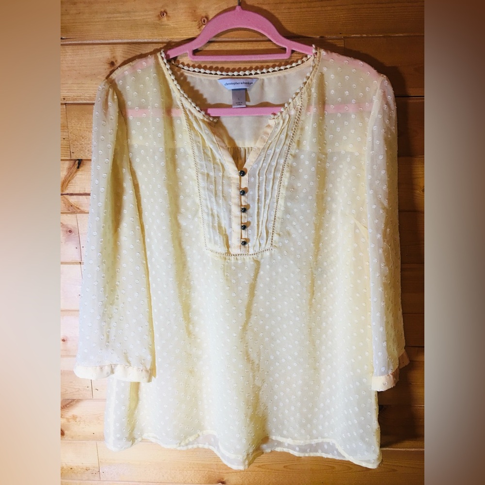 Christopher & Banks Cream Blouse with Button Detail